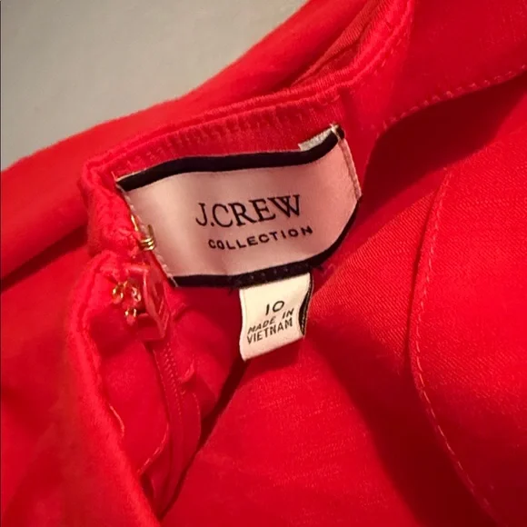 NWOT J. CREW Collection Women's 10 Holiday Red Side Ruched Linen Blend Dress - Picture 5 of 5